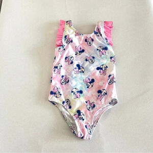 Disney Minnie Baby One Piece Swimsuit Size 2 Toddler Girls Pink Lined UPF 50+